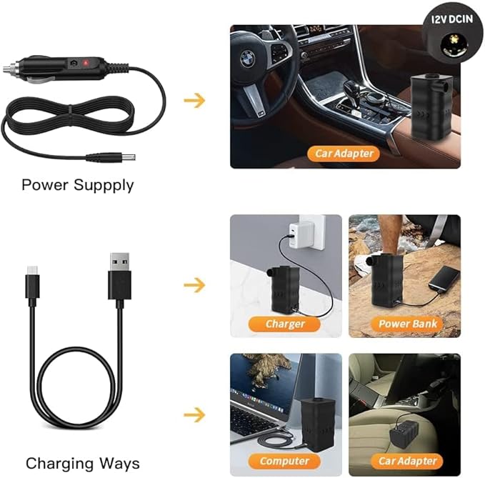 Woowind Electric Air Pump, Cordless Air Mattress Pump for Pool Floats, Swimming Rings, Air Bed, Air Sofa, Rechargeable Battery Powered