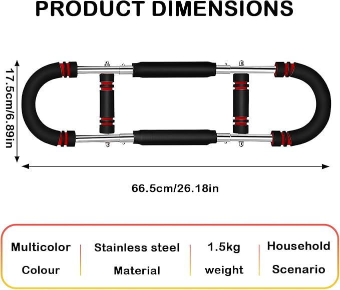 Adjustable Power Twister Bar 40-100lb, Home Gym Chest and Arm Workout Trainer with Ergonomic Foam Grip, Portable Muscle Strength Enhancer