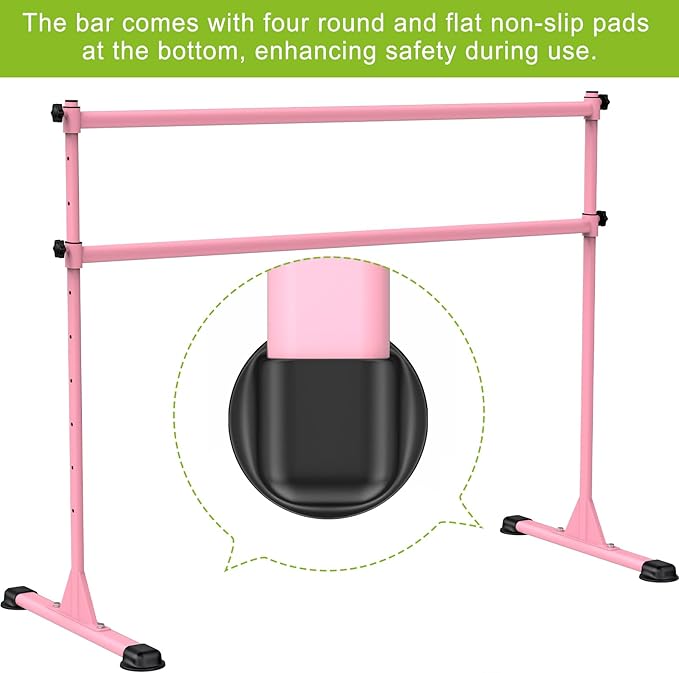Dolibest Freestanding Ballet Bar, Height Adjustable Ballet Bar, Heavy Duty Dance Bar, with Non-Slip Rubber Pads, Enhanced Stability, Dance/Yoga/Fitness Stretching Bar, Ideal for Kids and Adults