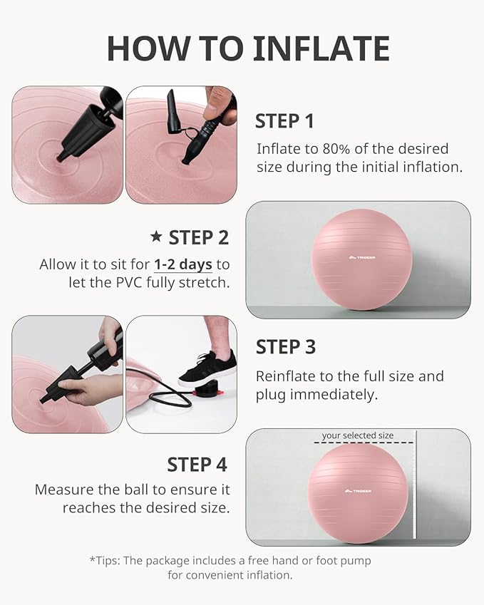 Trideer Yoga Ball – Anti-Burst Exercise Ball for Pregnancy, Office, Birthing, Stretching & Core Workout – Home Gym & Therapy