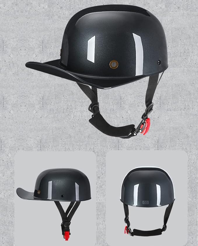 Vintage Retro Open Face Motorcycle Helmet Baseball Cap Half Helmets Men Women for Moped Cap Jet Scooter Street Cruiser - DOT Certified