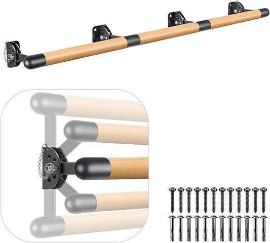 Kipika Wall Mounted Traditional Solid Wood Ballet Barre System, Freestanding Ballet Barre, Stretch/Dance Bar for Home Workout Dance Equipment, Durable Metal Support, Height Adjustment