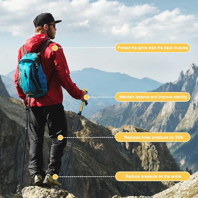 HUINING Foldable Hiking Poles Telescopic,Nordic Walking Poles Women and Men,Trekking Poles,Ultralight Trekking Poles Made of Aluminium with Lots of Accessories,110-130 cm