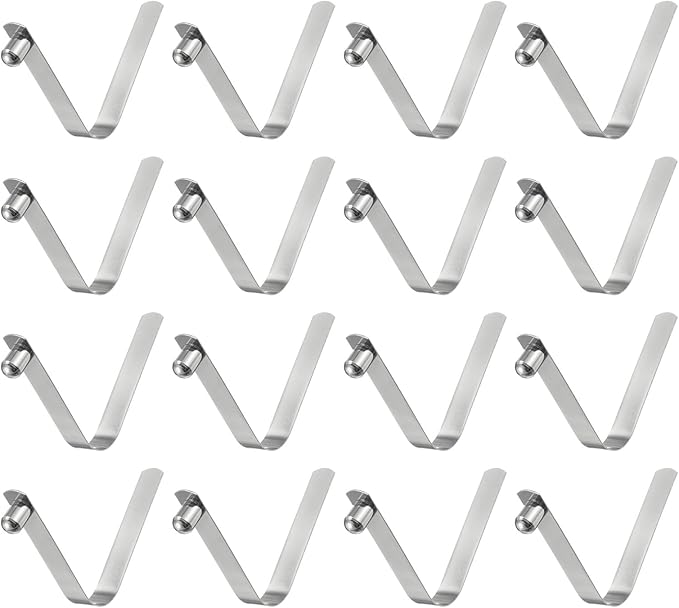 HARFINGTON 16pcs Single Button Kayak Paddle Snap Spring Clip 7.5x11x59mm 65Mn Spring Steel V-Shaped Solid Lift Telescopic Locking Tube Pole Clips for Tent Umbrella Camping