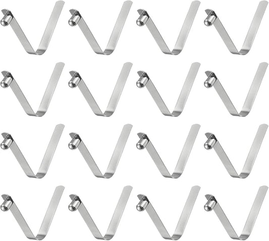 HARFINGTON 16pcs Single Button Kayak Paddle Snap Spring Clip 7.5x11x59mm 65Mn Spring Steel V-Shaped Solid Lift Telescopic Locking Tube Pole Clips for Tent Umbrella Camping