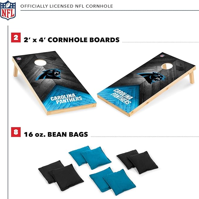 Wild Sports NFL Football 2' x 4' Regulation Size Solid Wood Cornhole Set with Direct Print HD Team Graphics Great Gift for Any Football Fan! Bean Bag Toss Family Outdoor Game