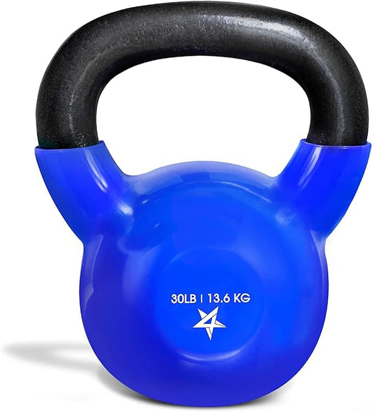Yes4All Kettlebell, 5-100 LB Vinyl Coated Cast Iron Strength Training Kettlebells for Home Gym Exercises, Fitness, Full Body Workout Equipment, Push Ups, and Grip Strength