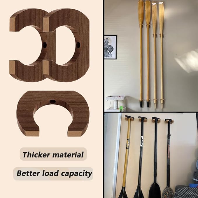 4 PCS Kayak Paddle Rack Hanging Board,Paddle Holder Hangers Racks Wall Storage Keeper Hanging Oar Wall Decor Oar Board Accessories for Paddle Storage Wall Rack,Kayak,SUP,Canoe Paddles.-Brown