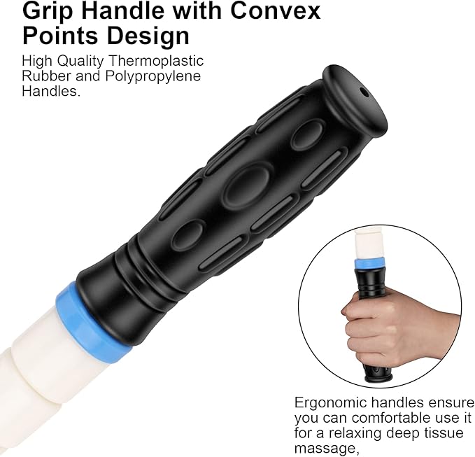 iGreely Premium Muscle Roller The Ultimate Massage Roller Stick 17 Inches Recommended by Physical Therapists Promotes Recovery Fast Relief for Cramps Soreness Tight Muscles-White
