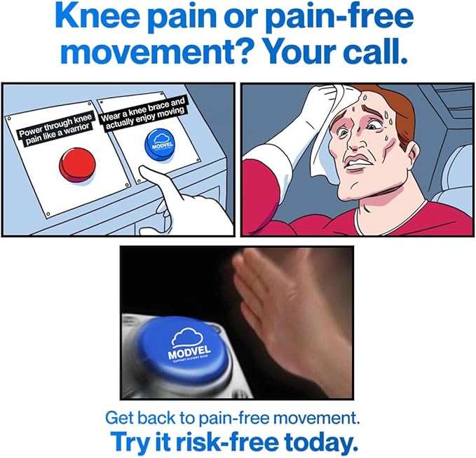 Modvel 2 Pack Knee Brace for Women & Men - Workout Knees Compression Sleeve for Knee Pain Relief Joint Support for ACL, Arthritis, Meniscus Tear Knees Brace for Sports, Rodilleras para Gym Fitness