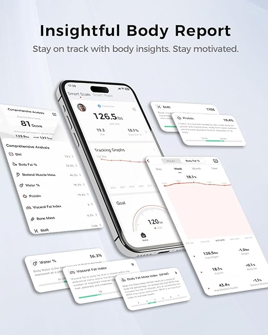 Yunmai Smart Scale for Body Weight, Digital Bathroom Scale with BMI, Body Fat, Muscle Mass, Bluetooth Body Fat Scale, 13 Body Composition Scale Apple Health Compatible, Rechargeable 400lb