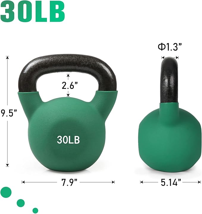 RitFit Neoprene Coated Solid Cast Iron Kettlebell 5 10 15 20 25 30 35 40 45 50 LB, Great for Full Body Workout, Cross-Training, Weight Loss & Strength Training