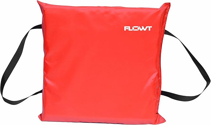 Flowt Boat Seat Cushion and Throw Cushion for Boat Safety – USCG Approved Type IV, Life Cushion for Boat, Durable, Comfortable Boat Seat Cushions for Kayaks, Paddle Board, Canoe and Boating - Red