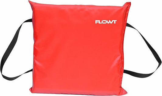 Flowt Boat Seat Cushion and Throw Cushion for Boat Safety – USCG Approved Type IV, Life Cushion for Boat, Durable, Comfortable Boat Seat Cushions for Kayaks, Paddle Board, Canoe and Boating - Red