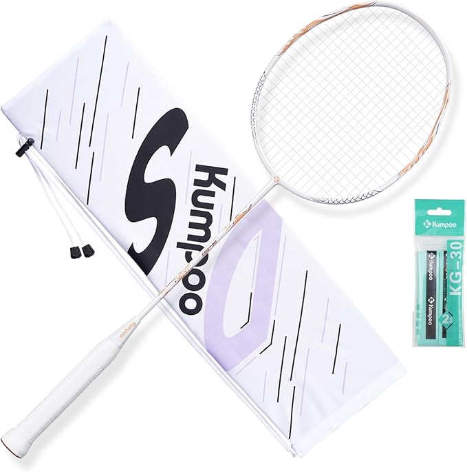 Professional Badminton Racket 5U | Carbon Fiber Badminton Racket Set with Grip Tape & Cover Bag | Pro Badminton Racquet Lightweight for Beginner, Intermediate Players Outdoor Games