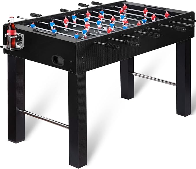 48in Foosball Table, Competition Sized Soccer Table w/ 2 Balls, 2 Cup Holders 2x4ft for Kids, Adults, Suit for 4 Players, Football Table for Home, Game Room, Arcade