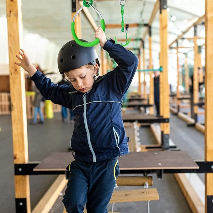 Ninja Ring Fitness Gymnastic Ring Climbing Bar Workout Outdoor Backyard Playground Training Equipment Play Set, Jungle Gym Fist Hanging Swing Monkey Bars Ninja Warrior Obstacle Course Trapeze Playsets