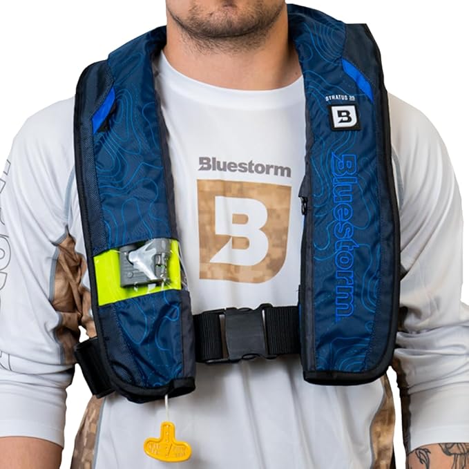BLUESTORM Stratus 35 Inflatable Life Jacket PFD for Adults | US Coast Guard (USCG) Approved Automatic Self Inflating Life Vest Preserver with Manual Ripcord