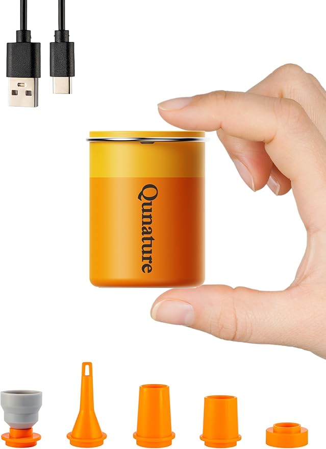 Qunature Air Pump Portable Mini Electric Pump for Inflatables with 1500mAh Battery Camping Light Rechargeable USB Inflate Deflate for Air Bed Mattress,Pool Floats,Swimming Ring,Vacuum Storage Bags