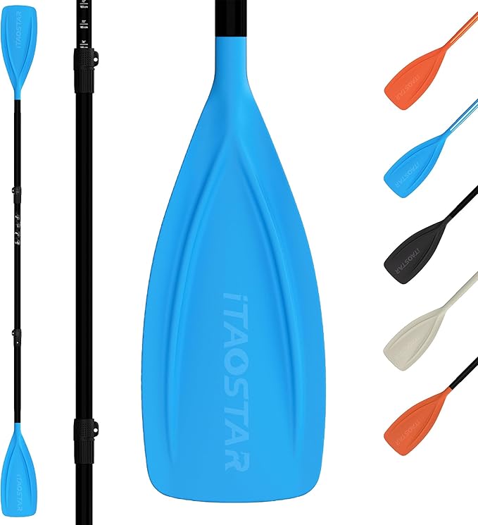 Paddle Board Paddle Detachable, Stand Up Paddle for Adults with Double Locks, Kayak Paddle Adjustable with Glass Fiber Blade, Floating Paddle Board Oar with Lightweight