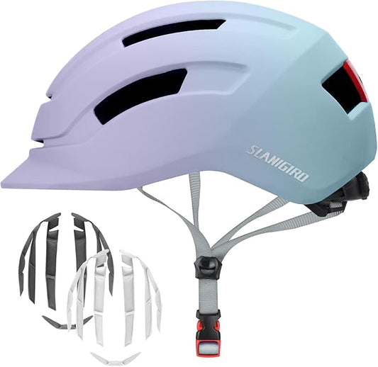 Adult Urban Bike Helmet - Adjustable Fit System & Integrated Taillight for Men Women