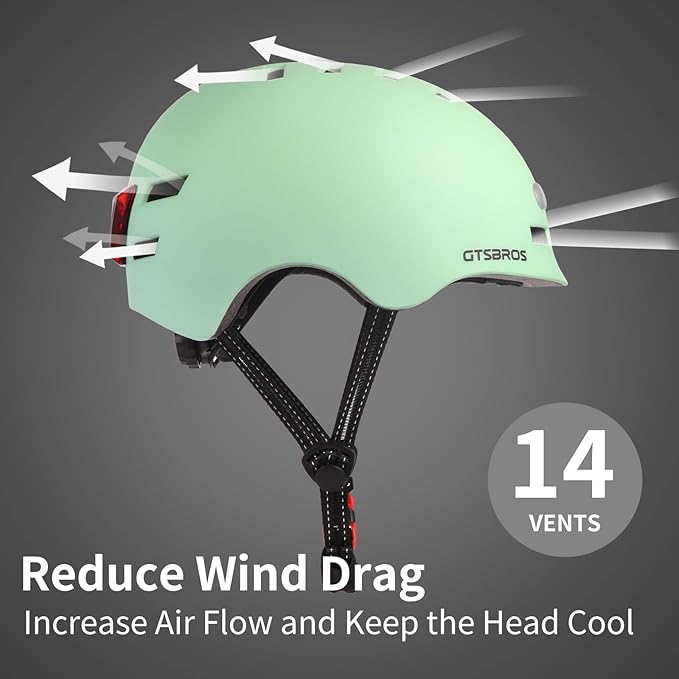 Bike Helmets for Adults - Front and Rear LED Lights Adjustable Bicycle Helmet for Adults Men Women Scooter Helmet for Commuting, Road Biking, Skating, Scooter