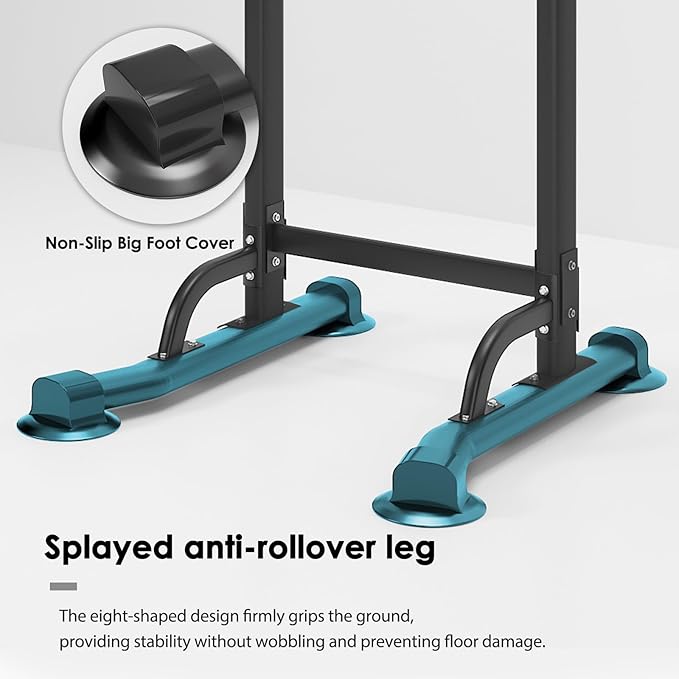 Dland Power Tower Pull Up Bar Dip Station and Height Adjustable Dip Bar Stand, Multi-Function Home Gym Exercise Equipment Strength Training Fitness Workout Station