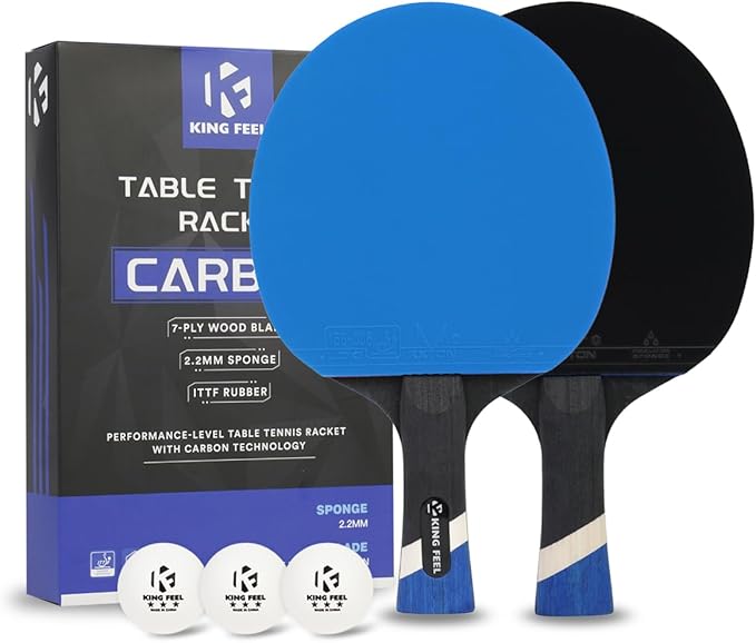 Professional Ping Pong Paddles-Lightweight Carbon Fiber Table Tennis Rackets with 7-Ply Blade, 2.0mm Premium Sponge, ITTF Approved Rubber - for Tournament-Level Performance Table Tennis Paddles