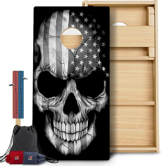 CornholeGamesUSA Pro Cornhole Boards Set | Made in USA | 3/4 Baltic Birch | No Bounce | Triple Thick Legs | Two Brace & Handles, Tournament 2x4 Regulation Set with Score Tower & Cornhole Bags