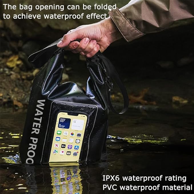 5L Waterproof Dry Bag, IPX6 Roll Top Waterproof Bag Backpack w/Phone Case/Pouch, Kayak Fishing Accessories For Kayaking, Fishing, Boating, Travel, Camping and Beach