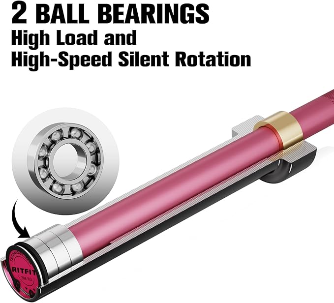 RITFIT Olympic Barbell 4ft/4.8ft/6ft - 2 Inch Weight Bar for Strength Training, Weightlifting, Squat, Deadlift, Bench Press, Curl, Overhead Press - 350lbs/500lbs Capacity