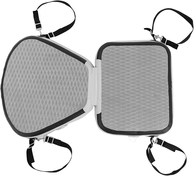 Inflatable Kayak Seat, Universal Paddle Board Seat, Thicken Seat Cushion for Kayak with Foldable Back Support Adjustable Back Strap for Sit On Top Kayaks Canoes Fishing Boats 17.7*18.8*17.7in (Gray)