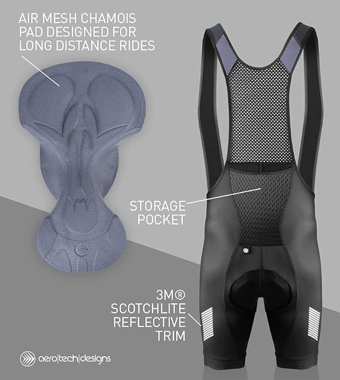 | Men's USA Elite Padded Cycling Bib-Shorts | Performance Long Distance Bib | Made in USA