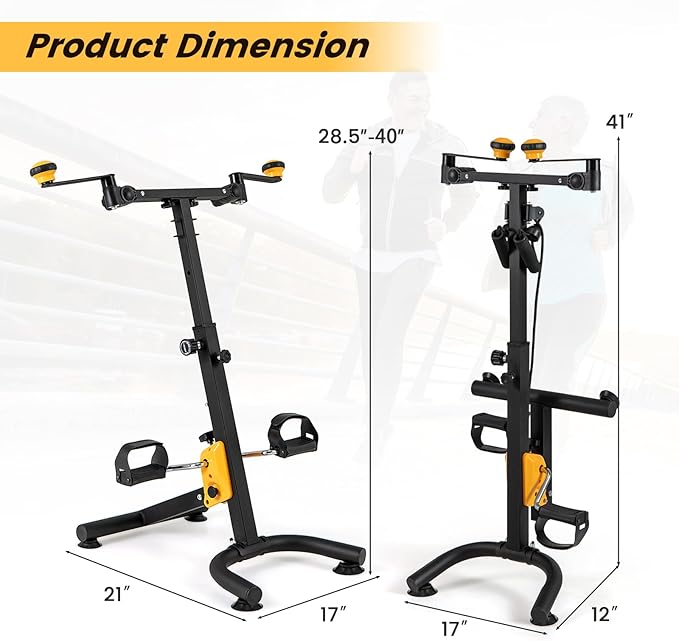 Goplus Foldable Pedal Exerciser for Seniors, Hand Arm Leg Knee Physical Therapy Exercise Bike w/Adjustable Height, Handgrip, Resistance Band, Recovery Home Workout Equipment for Elderly