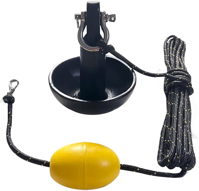 XIALUO Marine Mushroom Anchor Kit 5 lb Black PE Coated Kayak Anchor Accessories with 30 ft Rope for Fishing Kayaks, Canoe, Jet Ski, SUP Paddle Board and Small Boats