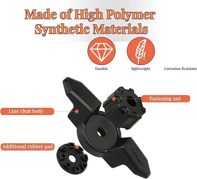 Kayak Anchor Cleat for Kayak Track Mount, Standard Kayak Cleat Track Mount, Rope Cleat for Kayak Rail Mount Accessories, Kayak Line Cleat