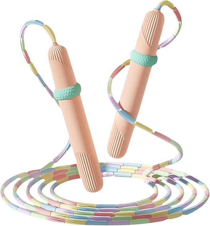 Beaded Jump Rope 1 Pack/2 Pack, ACEONE Segmented Skipping Rope for Kids Adults, Adjustable Tangle-Free Toddler Jumping Rope for Fitness Exercise Training