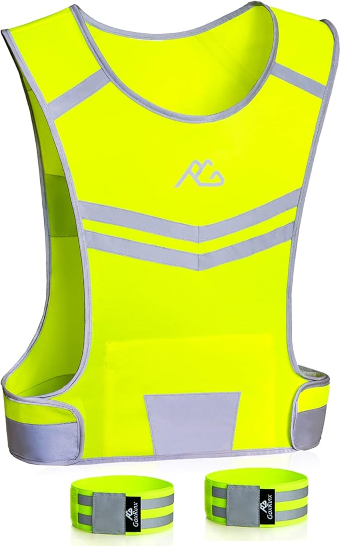 GoxRunx Reflective Running Vest Gear Cycling Motorcycle Reflective Vest,High Visibility Night Running Safety Vest