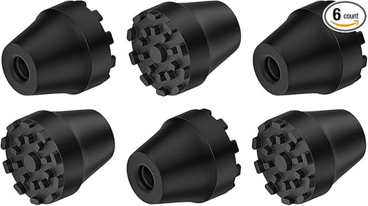 supregear Replacement Rubber Tips for Trekking Poles and Walking Sticks, Anti-Slip Shock-Absorbing Black Feet Caps, Universal Fits 11 mm Standard Hiking Canes and Collapsible Walkers