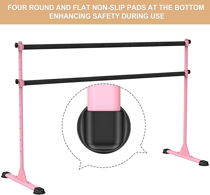 Height Adjustable Ballet Barre, Heavy Duty Freestanding Dance Bar, Anti-Slip Sturdy for Kids & Adults, Ideal for Home, Ballet, Fitness, Yoga
