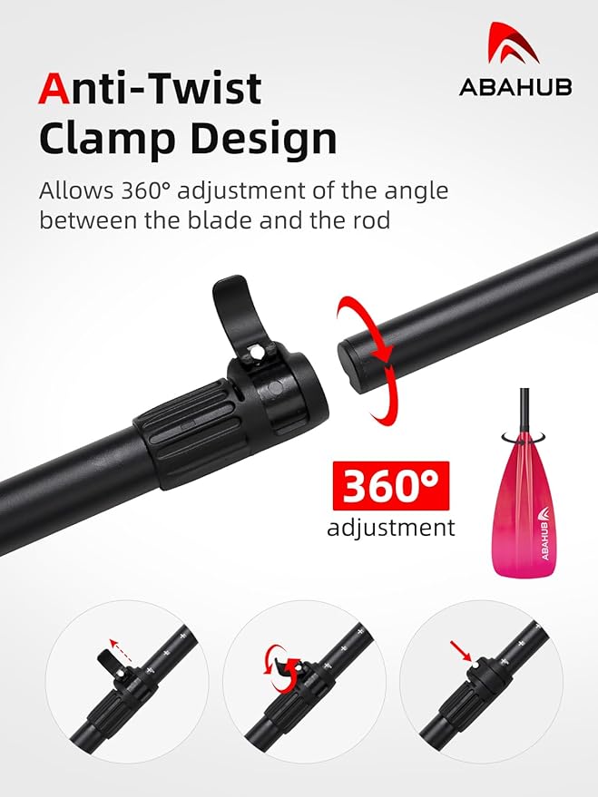 Abahub SUP Paddle - 3 Piece Adjustable Paddles - Lightweight Stand-up Paddle Oars for Paddleboard, Adjustable Aluminum Alloy Shaft 68" - 84", Black/Blue/Green/Orange/Red/Yellow Plastic Nylon Blade