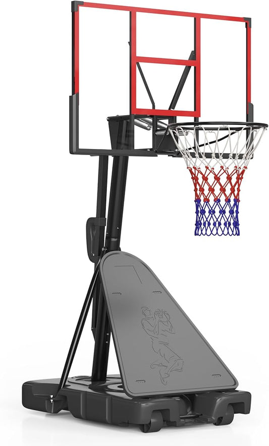 Basketball Hoop 45’’PC Shatterproof Backboard Outdoor Basket Ball Hoop Indoor 4.4-10FT Adjustable Basketball Goal w/Basketball Accessories Net Rim Toddler Basketball Hoop for Kids