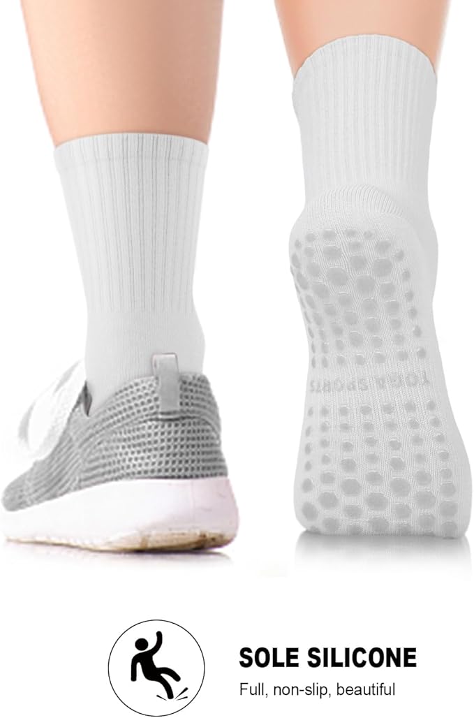 6 Pairs Grip Pilates Socks for Women, Non-slip Yoga Athletic Socks for Barre Ballet Barefoot Workout Hospital