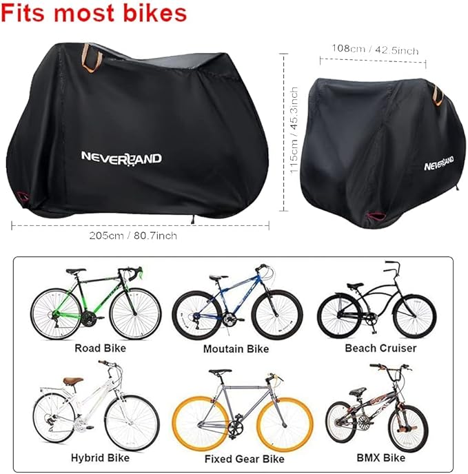 NEVERLAND Bike Cover Outdoor Waterproof Bicycle Covers Storage for 2 or 3 Bikes with Lock Hole Sun Rain Wind Dust Proof for Mountain Road Exercise Electric Hybrid Cruiser Bike