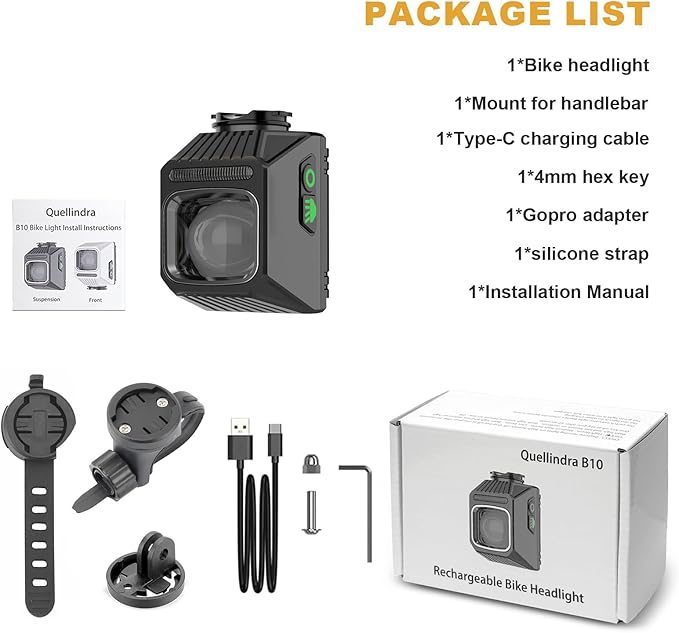 1200 LM Bike Lights for Night Riding, LED USB-C Rechargeable IPX65 Waterproof Bicycle Headlight for Mountain Road Cycling