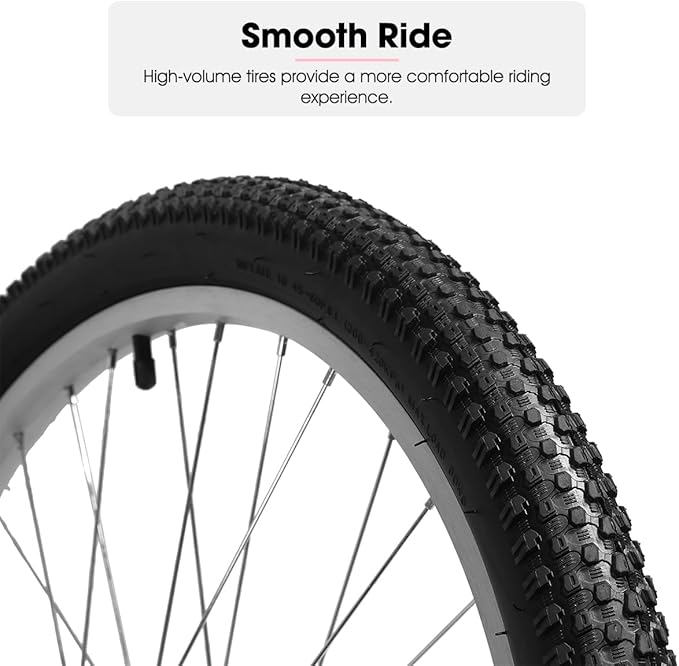 HILAND Bamcbase Womens Mountain Bike, 24 26 Inch 18 Speeds Hybrid Commuter Bicycle for Adults, Sport Hardtail Trail MTB