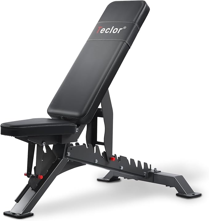 Adjustable Weight Bench with 1400LB Capacity for Home Gym,Heavy Duty Bench,Adjustable Foldable Decline Bench Press, Incline Flat Sit-Ups - Best Home Workout Equipment with Wheels,Black