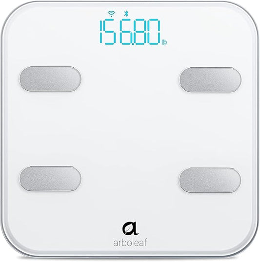 Arboleaf Smart Scale for Body Weight Bathroom Scale Digital Scale Body Weight and Fat, Wi-Fi Bluetooth, Smartphone APP, 14 Body Metrics, Wireless Cloud-Storage, Unlimited Data and Users, BMI, BMR