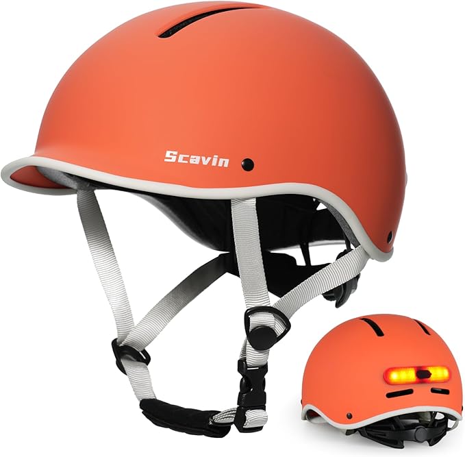 Bike Helmet for Adult: Bicyle Helmet with EPS Foam Interior for Men & Women, Adjustable Cycling Helmet with LED Light Safety Certified for Commuting