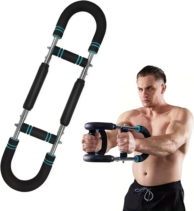 Adjustable Power Twister Bar For Arm Strength, Chest Stength Training Exercise Equipment, Heavy Duty Steel Construction, 66-88 110LBS, Portable Power, Detachable, Home Workout, Fitness.